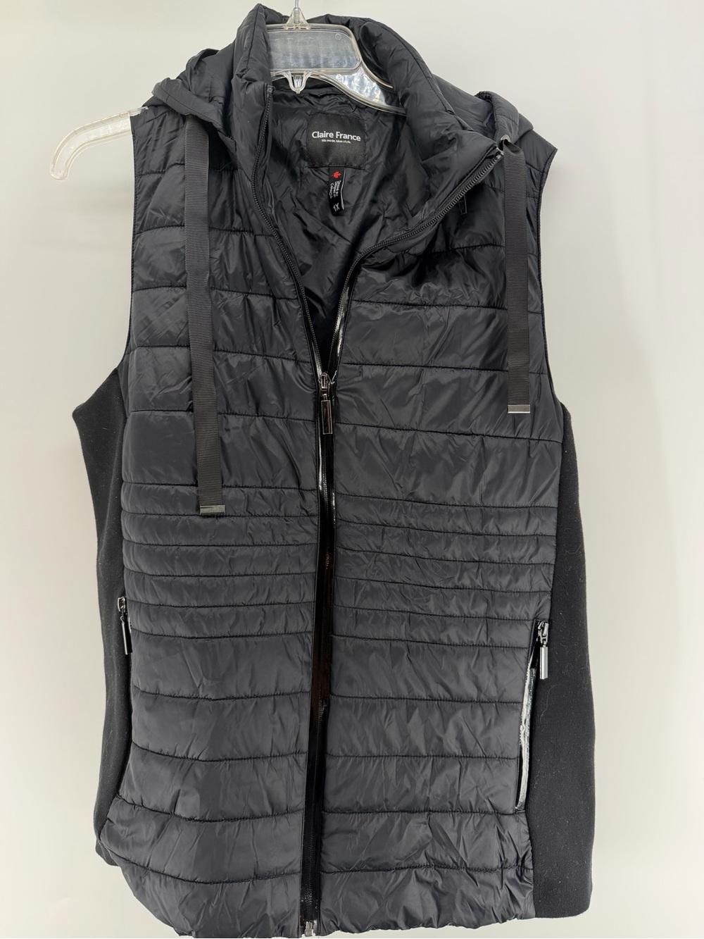 Claire France of Canada Women’s 1X Black Quilted Hooded Puffer Vest
